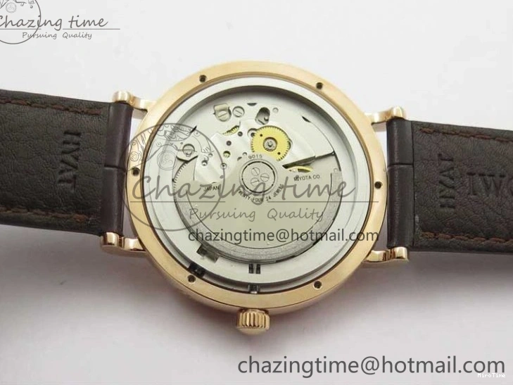 MIROTIME 0415 Stylish Portofino IW459402 RG MKS 1:1 Best Edition White Dial on Brown Leather Strap Miyota 7084